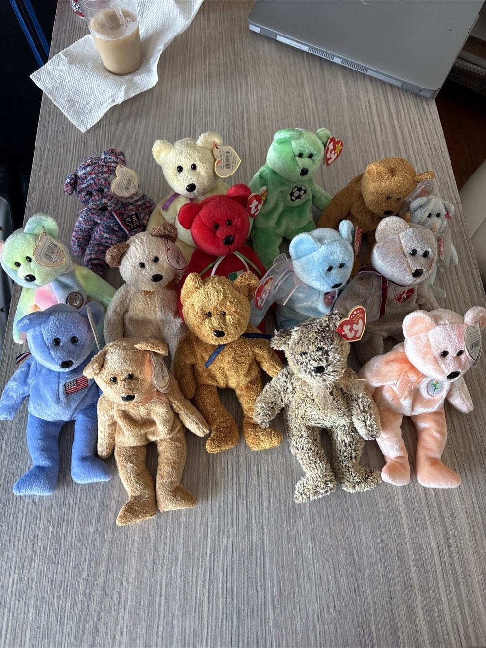 Vintage Ty Beanie Baby Lot of 15 NWT Retired Bears Osito Fuzz Birthday + More